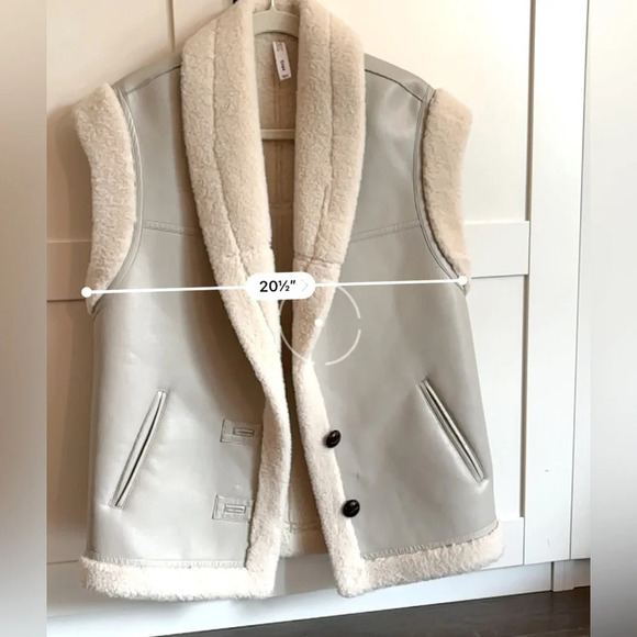 Mango Faux Shearling Vest Mixed Gilet light gray/pastel size xxs - Picture 6 of 7